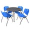 Kee Kee Round Table & Chair Set, Wood, Metal, Plastic Top, Grey TB42RNDGYBPCM47BE - alternate 1